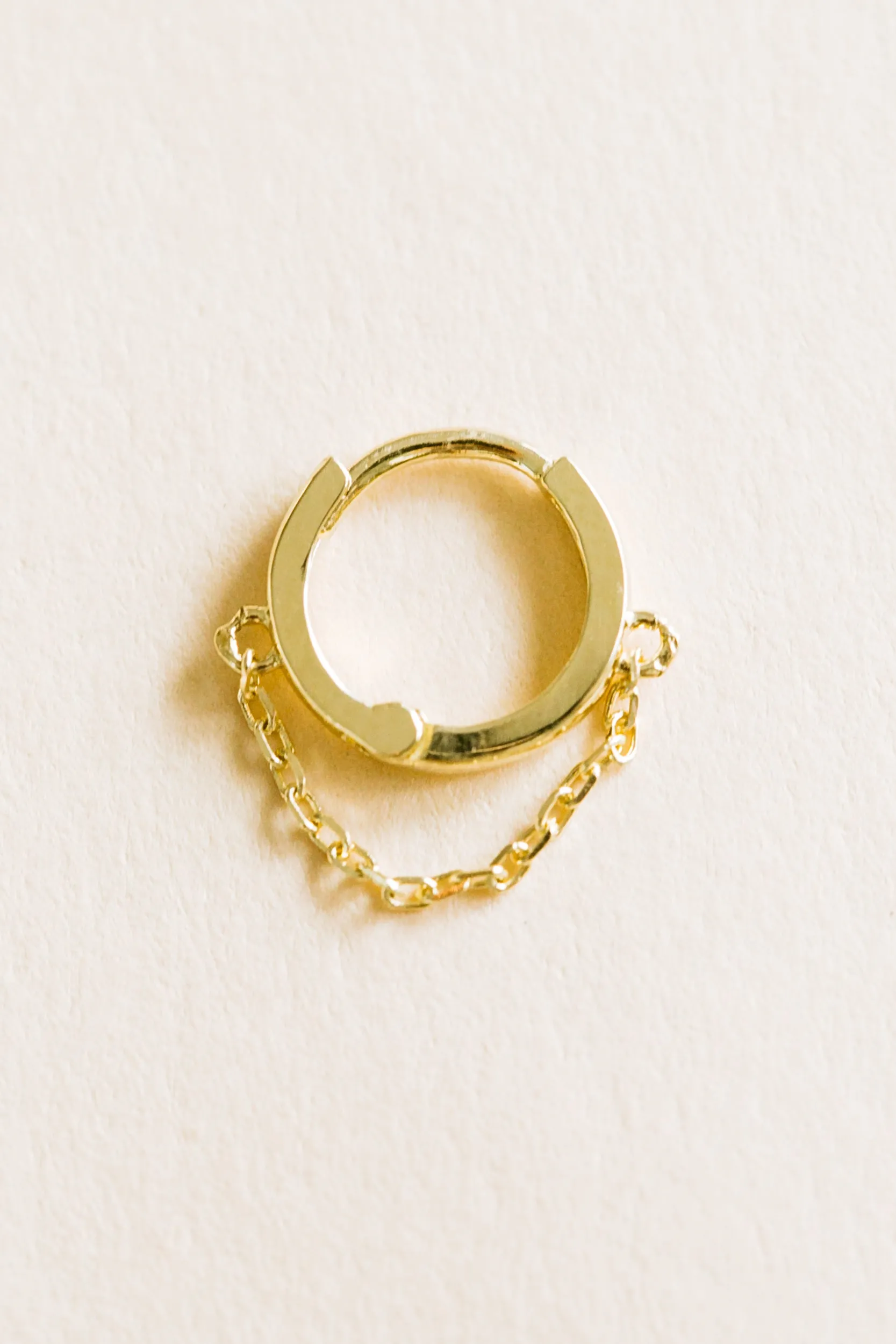 14K Solid Gold Tassel Chain Round Piercing Earring Ear Hoop Ring